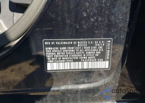 2016 Volkswagen Jetta 1.8T Sport из США, поврежденный, VIN 3VWD17AJ0GM419582